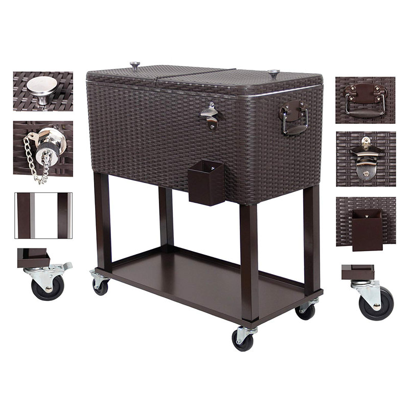 Rebuyhome 80 Qt. Patio Rolling Cooler & Reviews Wayfair